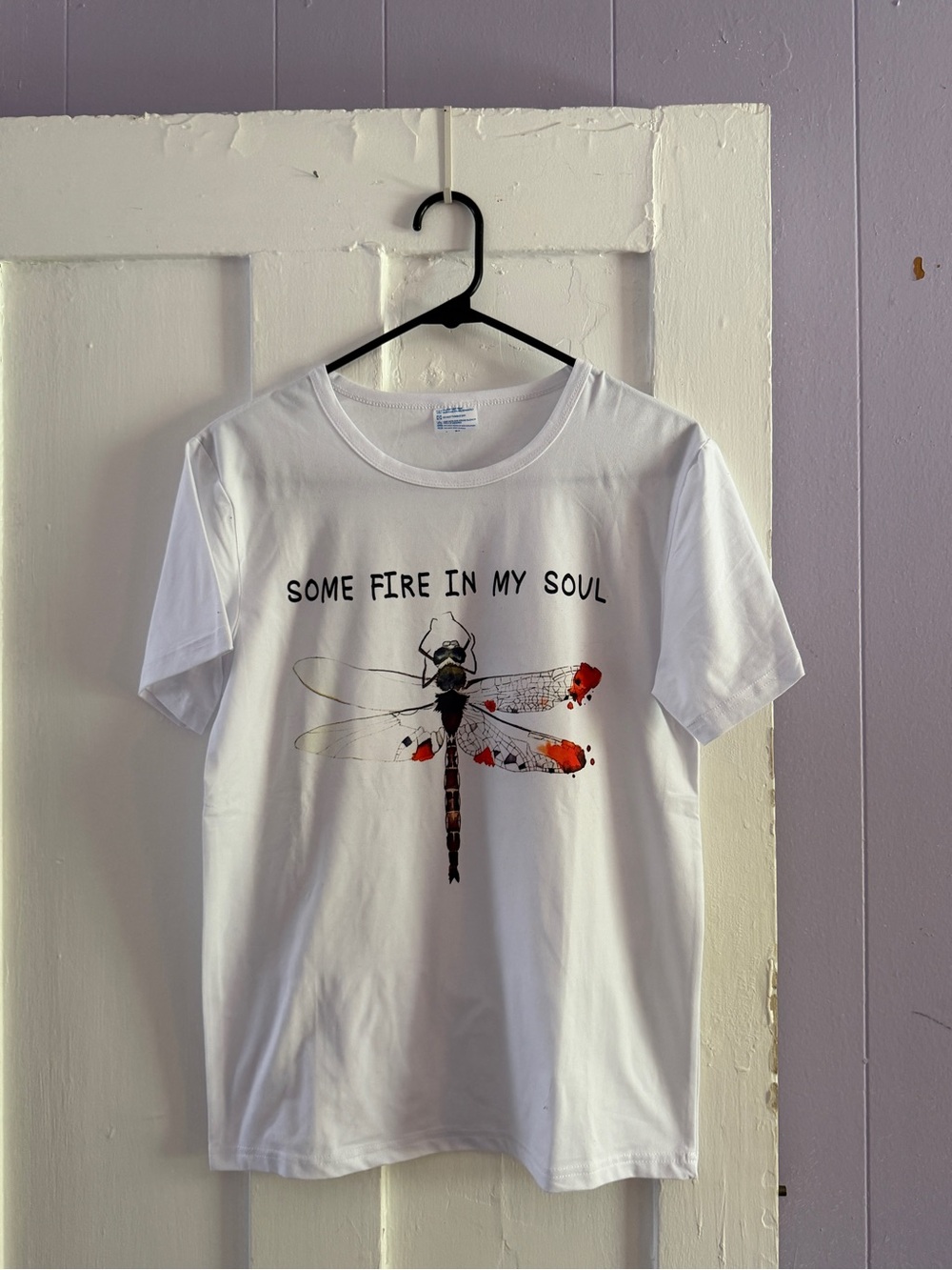 White Graphic Tee with Black Text